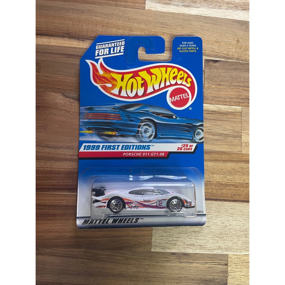 Hot Wheels 1999 First Editions‎ Porsche 911 GT1-98 White #25/26 Collector 676